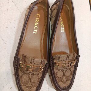 Coach Women's Felisha Signature Brown Canvas Loafers Shoes Size 7.5B US